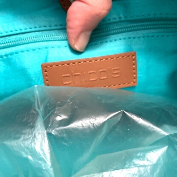 NWT Chico’s Multi Fringe Neutral Turquoise Tote Bag - Picture 7 of 11